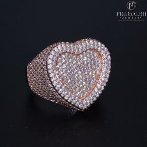 Bague Moissanite en forme de cœur en plaqué or pour mariage, fiançailles, anniversaire ou cadeau de fête avec pierre principale en diamant - Product Image 5