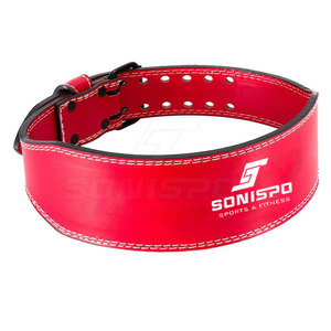 Cinturón de Levantamiento de Pesas de Cuero SONISPO SSF-521, Resistente al Desgaste, Rojo, Ajustable, Soporte Lumbar para Entrenamiento de Fuerza, Unisex, con Hebilla - Product Image 1