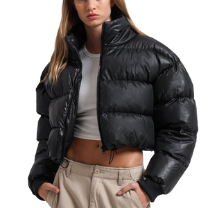 Veste matelassée courte décontractée pour femmes, vente en gros, nouveau style, hiver, logo personnalisé OEM, vêtements d'hiver, coton extensible, manches longues - Product Image 1