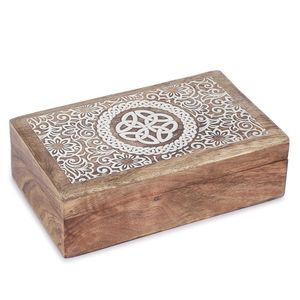 Caja de almacenamiento de madera acanalada hecha a mano, organizador de joyas Rectangular, contenedor de recuerdo rústico, Tesoro decorativo de madera Natural - Product Image 3