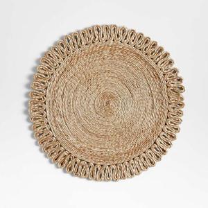 Tapis de table en jute naturel de forme ronde antique pour manger à la ferme, couleur kaki, contes disponibles au prix de vente - Product Image 6