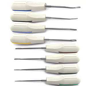 Ensemble de 8 élévateurs manuels ergonomiques de précision pour la luxation des racines, certifiés CE, instruments chirurgicaux dentaires argentés - Product Image 1