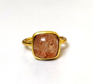 ทองเหลืองที่สวยงามด้วยทองชุบแหวนอัญมณีอินเดียเครื่องประดับขายส่งจำนวนมากธรรมชาติอาทิตย์หินชุบทองแหวน - Product Image 4