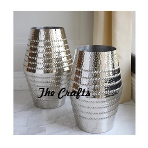 Vase à fleurs en aluminium argenté en vrac, qualité supérieure, forme ronde, pot à fleurs pour la décoration de table - Product Image 4