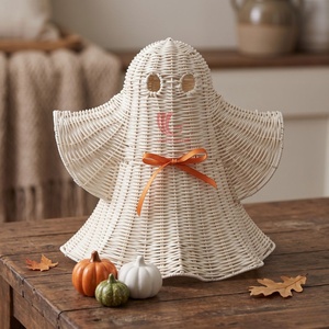 Cesta Decorativa de Mimbre Blanco con Ojos de Diamantes de Imitación para Halloween, Adorno Festivo para el Hogar - Product Image 2