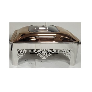 Buffet de acero inoxidable grande y cuadrado, platos de frotamiento de comida usada para banquete de boda, fiesta y restaurante, plato de frotamiento decorativo - Product Image 1