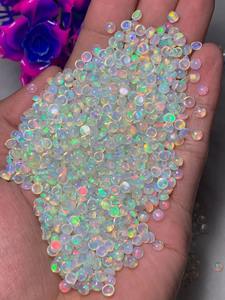 Opalite d'Éthiopie naturelle blanche certifiée par des tiers, qualité AA, cabochon Welo Fire Top, pierres précieuses en vrac polies de 4 mm, 5 mm, 6 mm - Product Image 4
