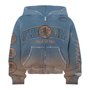 Sudaderas con capucha extragrandes con cremallera para invierno, con ribete de piel y pedrería, personalizables, de alta calidad, de algodón/poliéster, unisex - Product Image 2