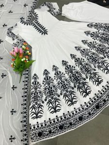 Lancement de la nouvelle robe de soirée de styliste, Look bas et dupata, belle couleur, entièrement brodée, tenue de Festival, de travail - Product Image 6