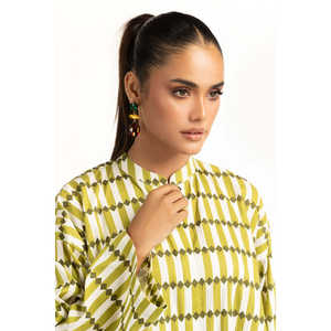 ชุดเซ็ตพิมพ์ลายริ้วสีเขียวสำหรับผู้หญิง ชุดลำลอง 2 ชิ้น กางเกงขาสั้น ไซส์ XS และ XXS สำหรับฤดูใบไม้ผลิ/ฤดูร้อน - Product Image 4