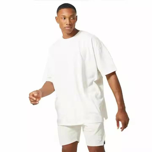 Men's <b>Set</b> 100% Cotton Streetwear Style T-shirt With Shorts Quickdry Breathable Customized Logo Printing OEM Service Available - Product Image 3