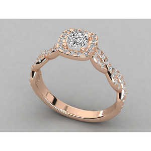 Bague pour femme en or 14 carats avec diamant de laboratoire taille ronde/coussin - Product Image 3