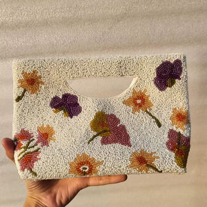 floral beaded tote bag Indian fully handcrafted <b>for</b> women handmade luxury evening party fashion <b>handbag</b> artwork design styles - Product Image 1