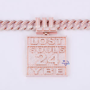 Latest New Custom Design Hip Hop Jewelry Necklaces 14KT Rose Gold Lab Grown Diamond Cuban Link Chain <b>Pendant</b> For <b>Men</b> Women - Product Image 6