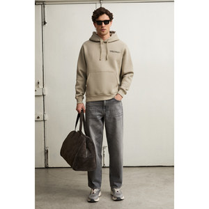 Sweat-shirt à capuche en coton biologique doublé polaire avec poche kangourou pour homme GRIMELANGE PLAIN - Product Image 3