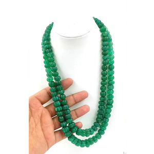 Collier de perles de citrouille émeraude fait à la main 2 couches, pierre précieuse perlée, déclaration Boho, perles de pierre naturelle, collier épais - Product Image 2