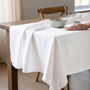 %100 Elegant Modern Woven Branded Linen <b>Tablecloth</b> 140180 cm Natural Color Premium Quality for Home & Hotels - Product Image 3