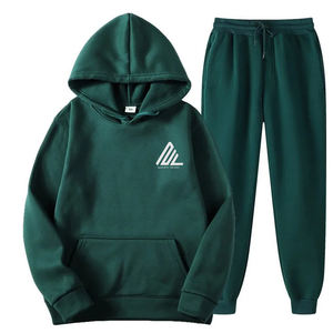 Fleece Unisex de algodón grueso Jogging hombres chándales Casual logotipo personalizado chándales con capucha liso Sudadera con capucha y Joggers conjunto para hombres - Product Image 4