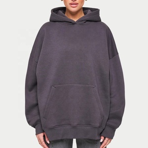 Fabricante de diseño personalizado de las mujeres pulóver de gran tamaño de peso pesado 100% algodón de lana de invierno 3D impresión Sudadera con capucha - Product Image 5