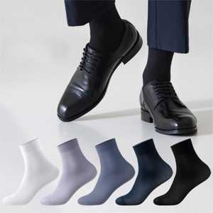 ถุงเท้าธุรกิจผ้าคอตตอนสำหรับผู้ชายถุงเท้าถักแบบเรียบง่ายสีขาว - Product Image 4