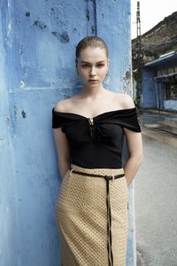 Minimalist Style Long Beaded <b>Skirt</b> Set For Women DAHLA <b>MAXI</b> <b>SKIRT</b> With Belt <b>WHITE</b> ANT Women Clothes Wholesale Price from Vietnam - Product Image 3