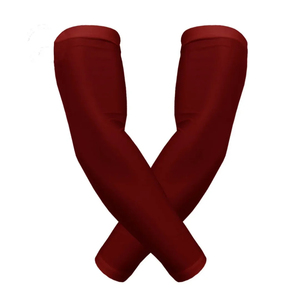 Manchons de cyclisme personnalisés bleus et rouges unisexes, protection anti-UV, respirants, écologiques, en polyester teint uni, pour adultes, vente en gros - Product Image 2