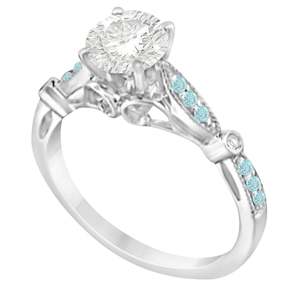 Ensemble de mariage vintage Marquise & Dot Aquamarine en or blanc 14 carats 0,29 ct Bijoux fins - Product Image 5