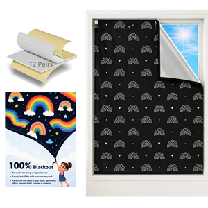 Cortina Opaca Portátil sin Taladro, con Estampado de Arcoíris, 100% Opaca, para Oscurecer Habitaciones, Ideal para Dormitorios Infantiles - Product Image 1
