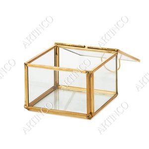 Decorative Transparent Glass and Brass <b>Memory</b> <b>Box</b> for Jewelry Coins & Trinkets - Product Image 4