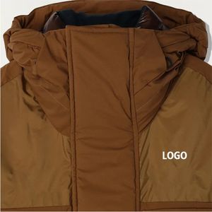 Men's OEM Customized Logo Camouflage & <b>Patchwork</b> Hooded Waterproof Puffer <b>Jacket</b> with Pockets Casual Winter - Product Image 6