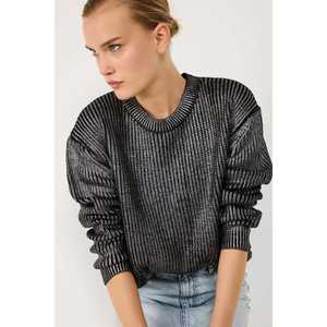 Pull en tricot acrylique à col rond, manches longues, coupe décontractée et décontractée - Product Image 1