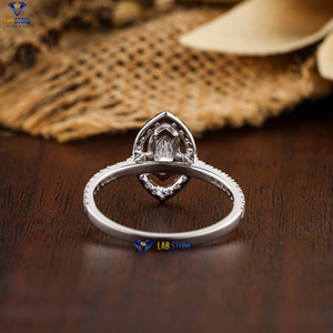 แหวนเพชรทรงกลม0.838 TDW Marquise & สุกใสตัด18K ลายรัศมีทองคำขาวพร้อมหินแล็บ cvd/hpht - Product Image 5