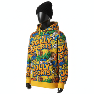 Sweat à capuche pour femmes Premium 320 GSM en coton polaire Jaune vif Allover Impression graphique Logo personnalisé Broderie sweats à capuche pour femmes basiques - Product Image 4