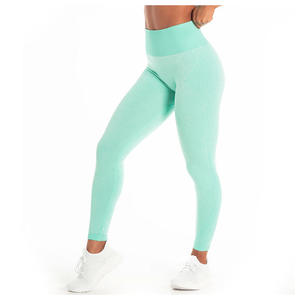 Prix de gros 2025 Legging de sport et de yoga pour femme, de haute qualité, coupe slim, couleur unie, taille haute, avec type de taille mi-haute - Product Image 1