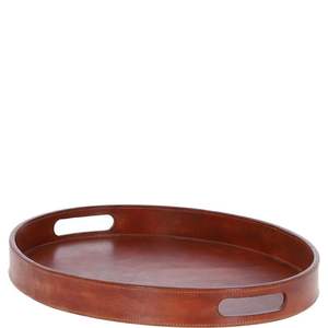 Plateau rond en cuir avec poignées de haute qualité pour servir des pâtisseries de petit-déjeuner ou des collations sur la table ou l'utilisation d'affichage de décor de cuisine - Product Image 2