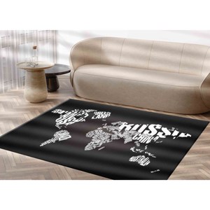 Tapis imprimé avec la carte du monde : un accent moderne pour la chambre, le bureau, le salon, tapis en chenille - Product Image 3