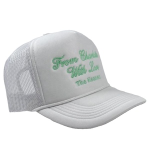 Casquette de baseball en maille à 5 panneaux confortable en polyester blanc coloré pour mariage avec cordon, logo brodé personnalisé, casquette de camionneur en mousse - Product Image 1