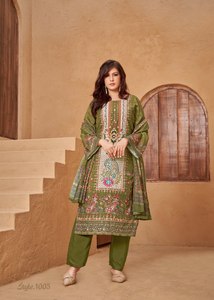 Tenue de cérémonie en pur mousseline à imprimé numérique avec broderie Aari et travail de miroir original Kurti Pent et Dupatta Mode féminine - Product Image 3