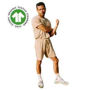 กางเกงขาสั้นผ้าฝ้ายออร์แกนิกสำหรับผู้ชายผ้าเจอร์ซีย์สีน้ำตาลมรดกสืบทอดขนาด5.4 oz ผ้าเย็บตะเข็บ6นิ้วนุ่มมากระบายอากาศได้มีสายคาดเอวยืดได้ - Product Image 2