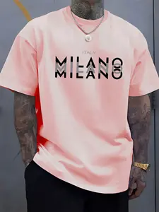 Camiseta estampada de algodón de verano para hombre 2025, camiseta informal holgada de manga corta con cuello redondo y patrón elegante para uso diario - Product Image 2