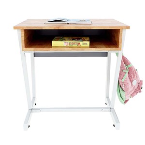 Escritorio de Estudio Individual Moderno VICTOR 02 con Cajón, Patas de Hierro y Madera de Caucho, Requiere Ensamblaje, para Profesores y Aulas-PSD009 - Product Image 3