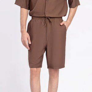 Summer Heavy Dazzle Solid Eco-Friendly Breathable Quick Dry High Street Style Plus Loose Washed Cotton Men's Shorts Personnalisable - Product Image 1