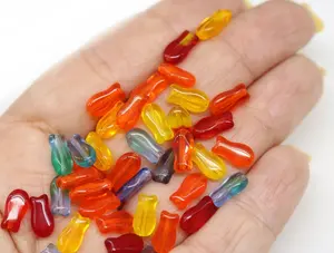 Cuentas redondas de cristal checo mixto de 9x5mm en rojo, naranja y amarillo para la fabricación de joyas y decoración del hogar, cristal de Murano - Product Image 3