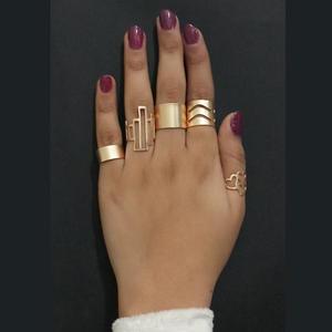 Ensemble de bagues réglables Urthn à 5 doigts Style incrusté plaqué or rose 18 carats avec diamant taille princesse Tendance et à la mode-1502915 - Product Image 1