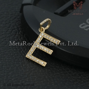 Colgante de oro amarillo de 14 quilates con inicial de diamante, joyería hecha a mano, con alfabeto, venta al por mayor, nuevo diseño - Product Image 5