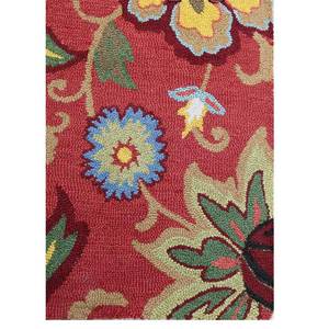 Alfombra de Lana Floral Hacienda Roja y Naranja, Hecha a Mano, para Sala de Estar y Pasillo, 10 mm de Grosor, para Adolescentes - Jaipur Rugs ZA - Product Image 4