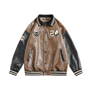 Jersey deportivo universitario informal holgado de béisbol frontal personalizado para hombre, chaqueta universitaria de talla grande con cuello levantado, transpirable de lana 100% - Product Image 3