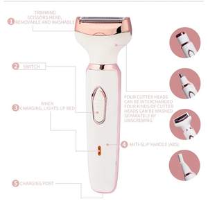 Rasoir électrique pour femmes, lame en acier inoxydable, 4-en-1, tondeuse à sourcils, rasage à sec et humide, épilateur facial pour le visage et le nez, lavable - Product Image 1