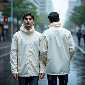 เสื้อแจ็กเก็ตกันลมสำหรับผู้ชายเสื้อแจ็กเก็ตกันฝนน้ำหนักเบาแนวสตรีทกลางแจ้งเสื้อโค้ทกันฝนมีฮู้ด - Product Image 1