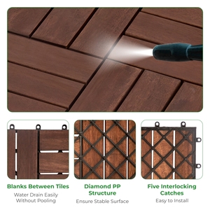 New Hot Item FG-VG12MC Balcony Outdoor Floor Tile Modern Design <b>Wood</b> Texture Solid <b>Wood</b> Tile for Decoration Made in Vietnam - Product Image 3